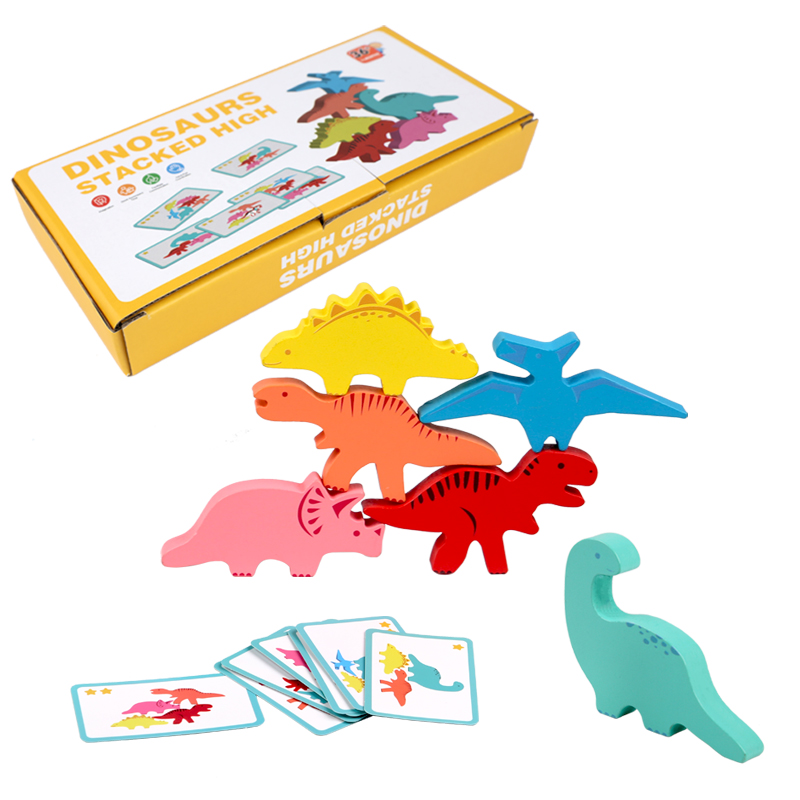 Party Games At Home - 木製バランスブロックのおもちゃ子供のための動物恐竜ビルディングスタッキング高ボードゲーム木製モンテッソーリおもちゃ男の子キッズギフト