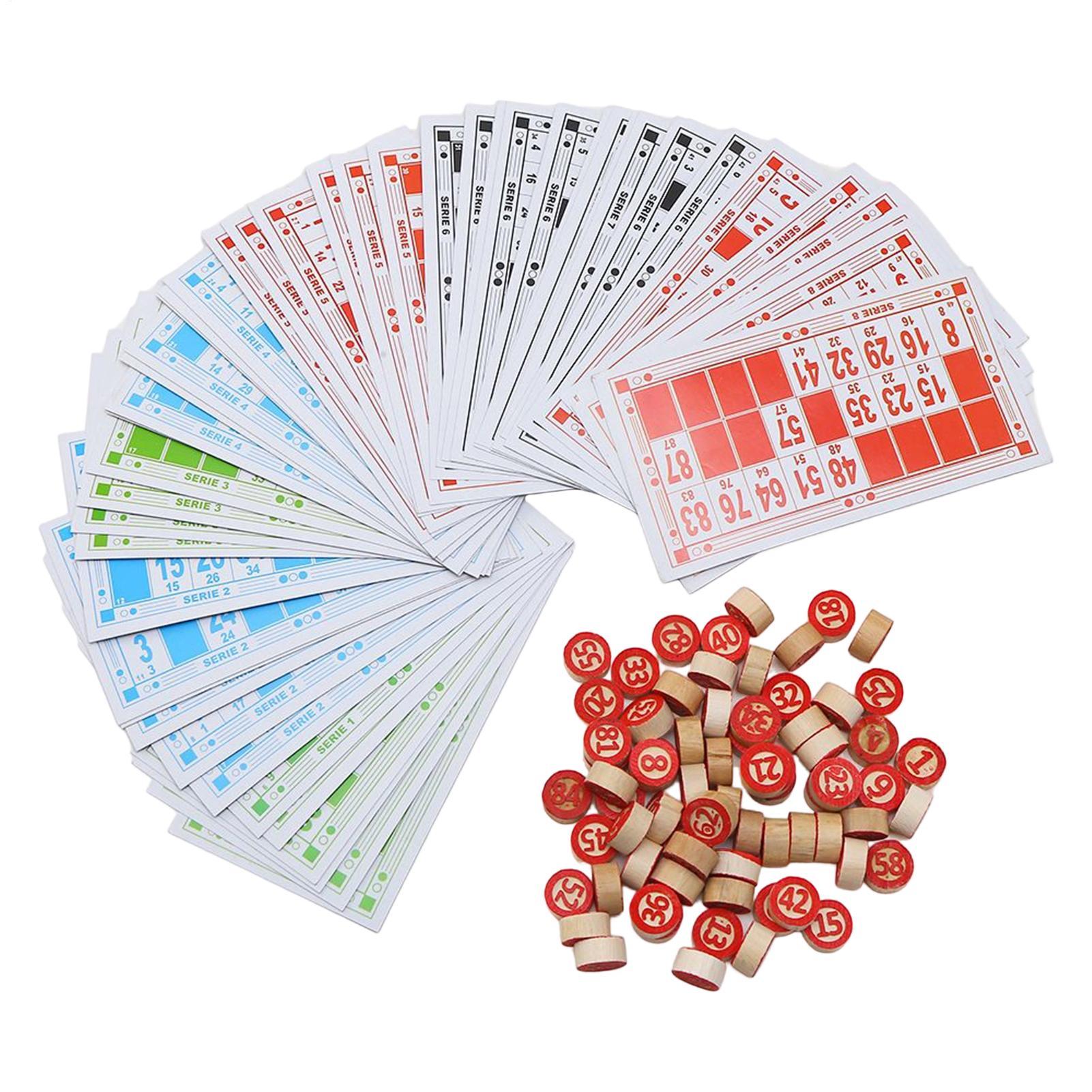 Party Games For Large Groups - ヴィンテージ木製ビンゴゲームセット 大きな文字のカード 楽しい家族向けグループアクティビティ パーティー 子供 教室ゲーム