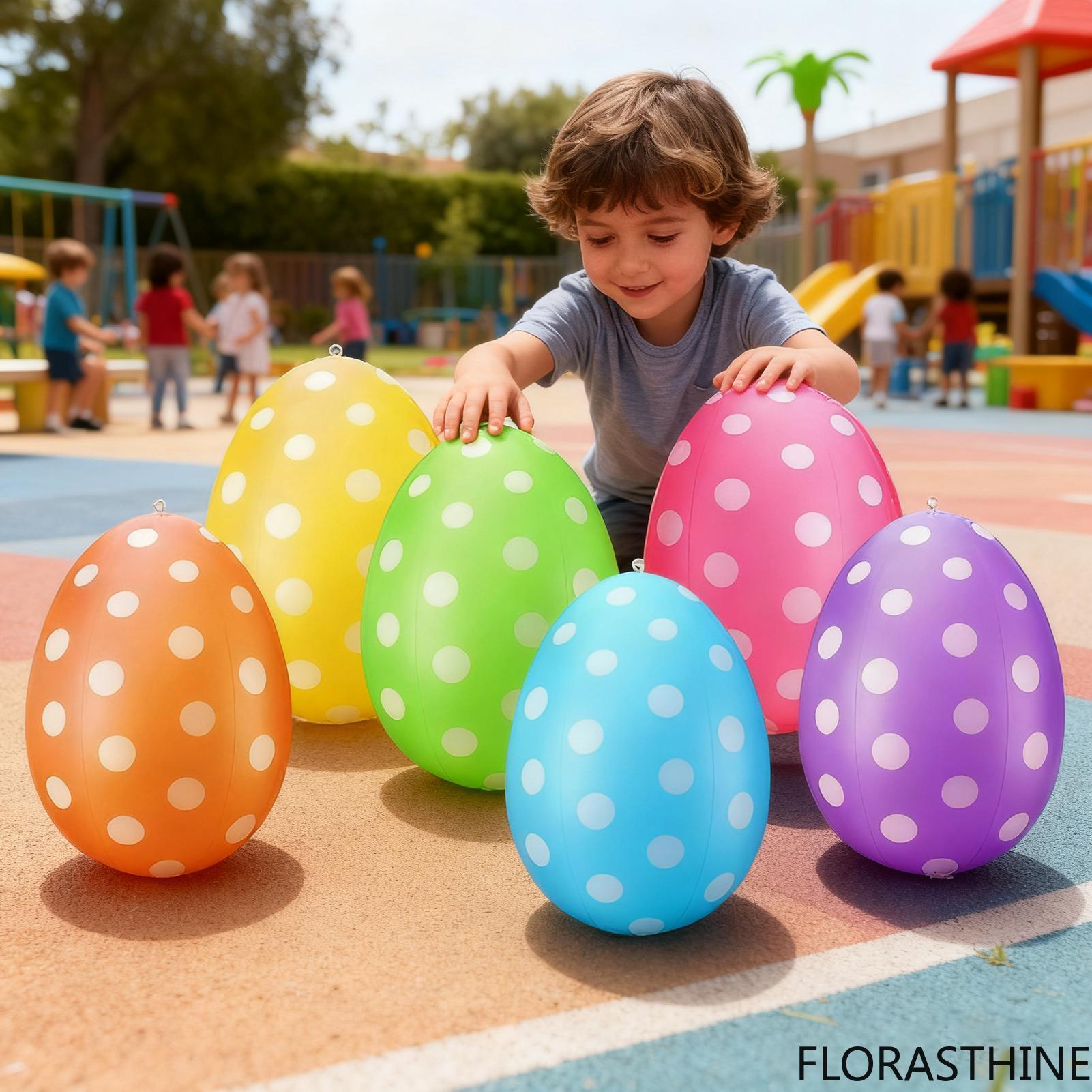 Party Games Easter Egg - 6個入りインフレータブルイースターエッグ/セット イースターPVCインフレータブルエッグボール イースターハントパーティーゲーム小道具 子供用おもちゃ 芝生、前庭、ポーチ用