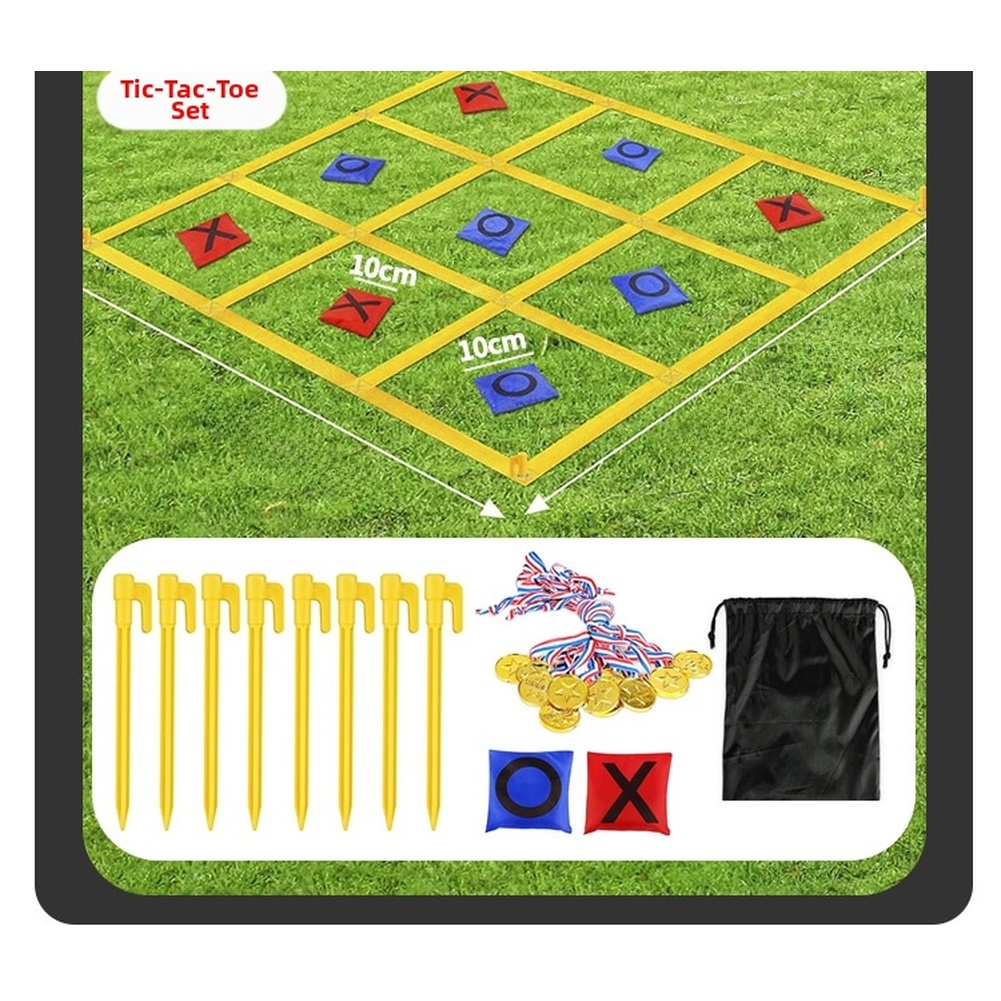 Tic Tac Toe Giant - 折りたたみ式巨大三目並べ屋外ボードゲームセット キャンプ、ピクニック、芝生、ビーチ、裏庭でのアクティビティに最適 1.2×1.2m 家族向け