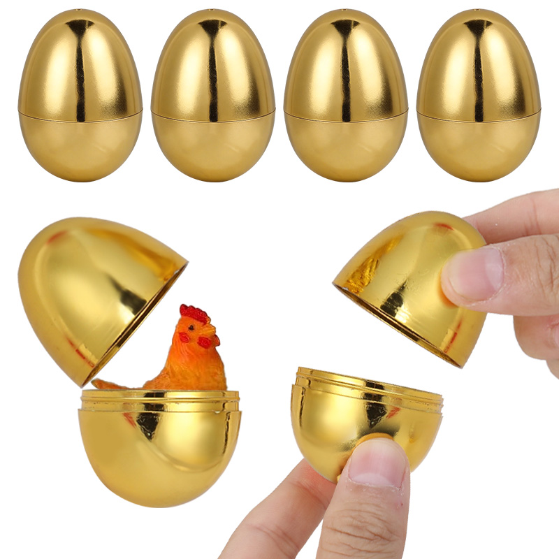 Party Games Easter Egg - 6個入り ゴールデンイースターエッグ プラスチックギフトボックス 空のイースターエッグ パーティーゲーム賞品 子供のおもちゃ