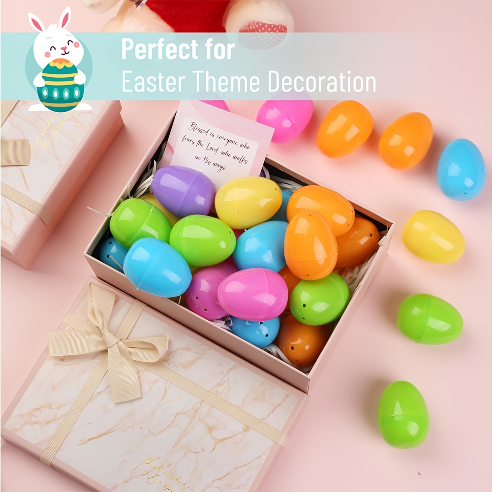 Party Games Easter Egg - 100 個のプラスチック製イースターエッグ充填可能なプラスチック製の卵子供のおもちゃカラフルなギフト包装ボックスイースターパーティーハントゲーム DIY クラフト用品
