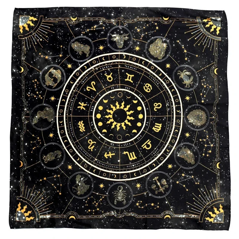 Zodiac Party Games - タロットクロス干支ホイール占星術ベルベットクロス占いボードゲームマットポリエステルプリントホームデコレーションヨガ祭壇布