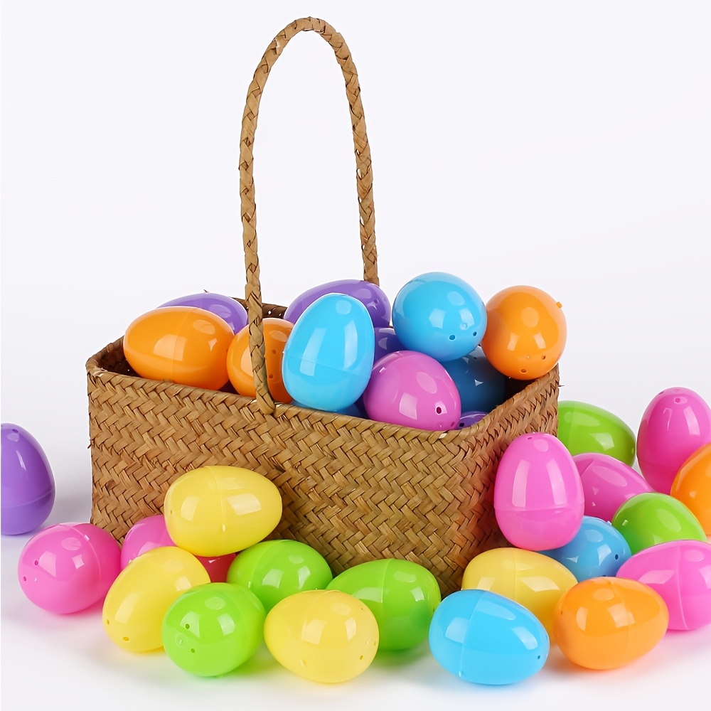 Party Games Easter Egg - 100個入り プラスチック製イースターエッグ 詰め替え可能 プラスチックエッグ 子供のおもちゃ カラフルなギフト包装ボックス
