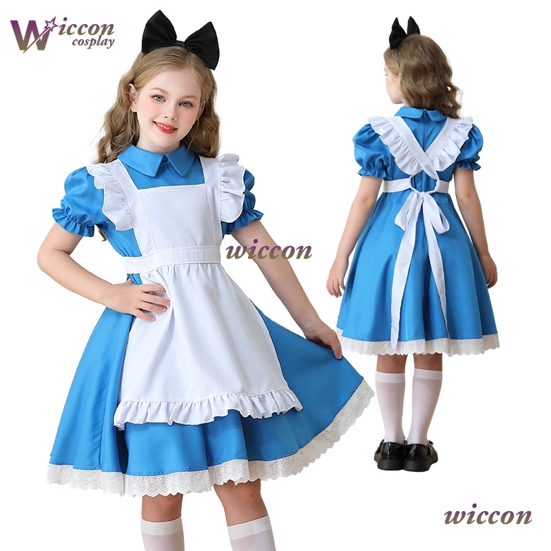 Party Games Alice In Wonderland - OHaYo 子供女の子ブルー不思議の国のアリス衣装ドレス子供のためのロリータメイドコスプレカーニバルハロウィンパーティー衣装