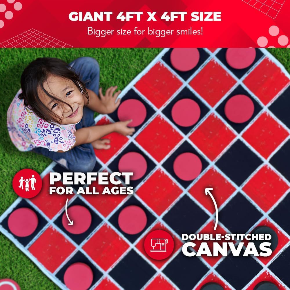 巨大な2-in-1チェッカー＆三目並べゲームセット、4x4フ - Tic Tac Toe Giant のレビューと価格