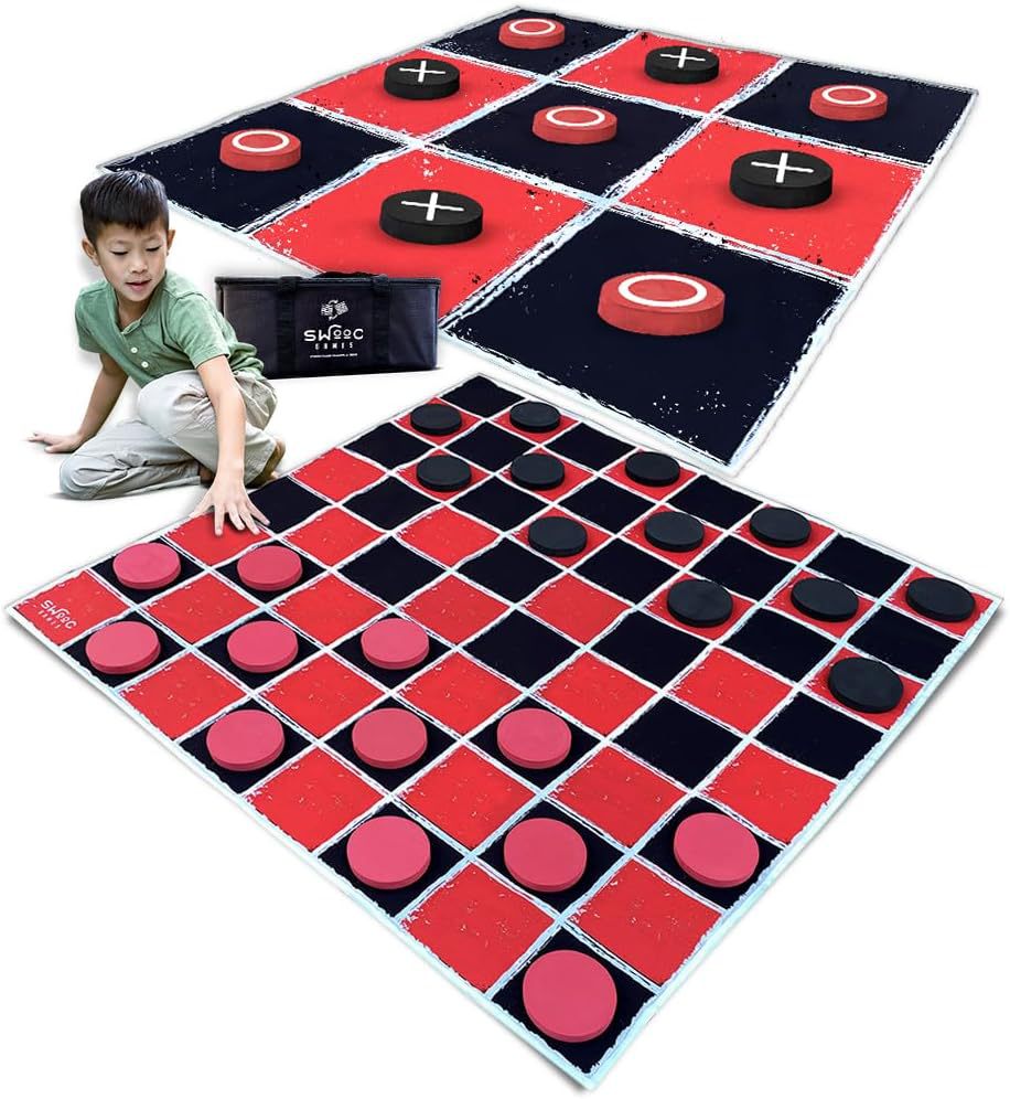 巨大な2-in-1チェッカー＆三目並べゲームセット、4x4フ - Tic Tac Toe Giant のレビューと価格