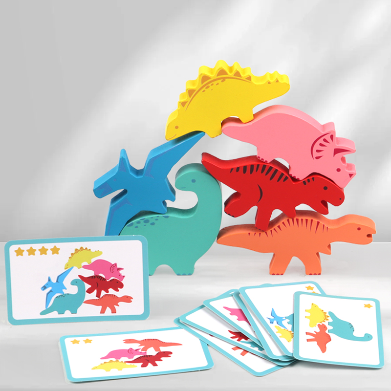 木製バランスブロックのおもちゃ子供のための動物恐竜ビルディン - Party Games At Home のレビューと価格