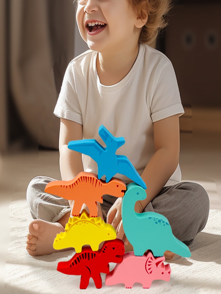 木製バランスブロックのおもちゃ子供のための動物恐竜ビルディン - Party Games At Home のレビューと価格