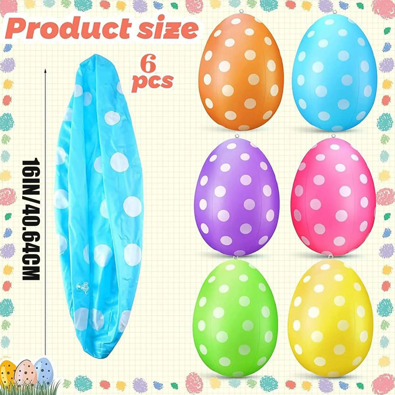 6個入りインフレータブルイースターエッグ/セット イースター - Party Games Easter Egg のレビューと価格