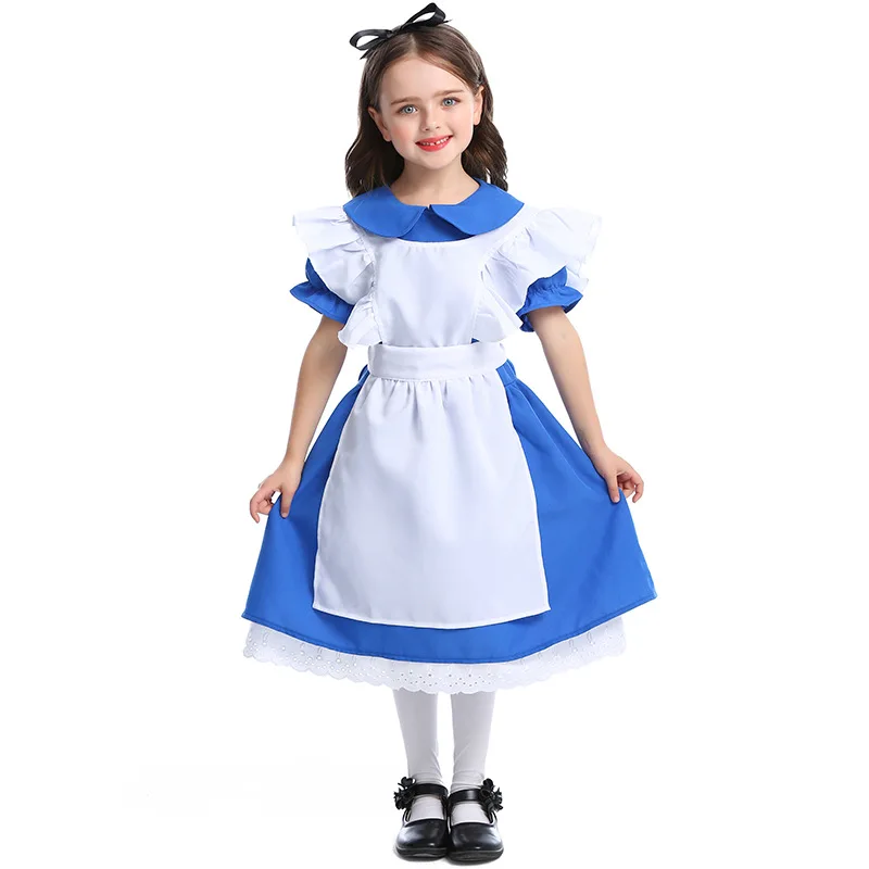 子供用女の子向けブルーオフアリス・イン・ワンダーランドコスチ - Party Games Alice In Wonderland のレビューと価格