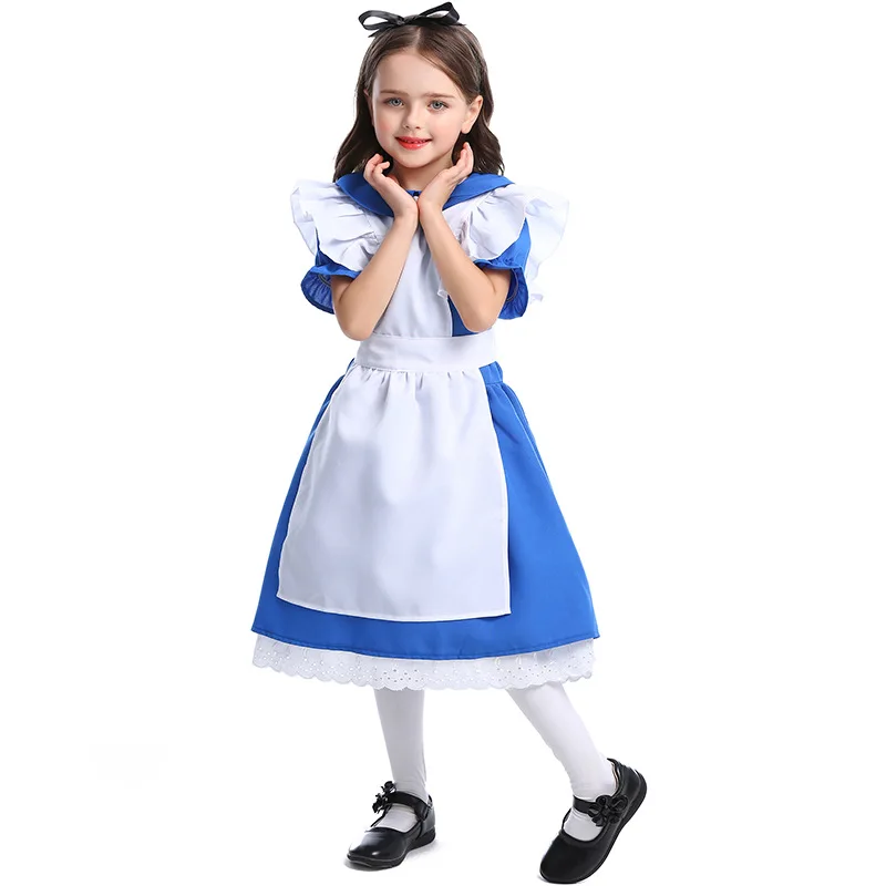 子供用女の子向けブルーオフアリス・イン・ワンダーランドコスチ - Party Games Alice In Wonderland のレビューと価格