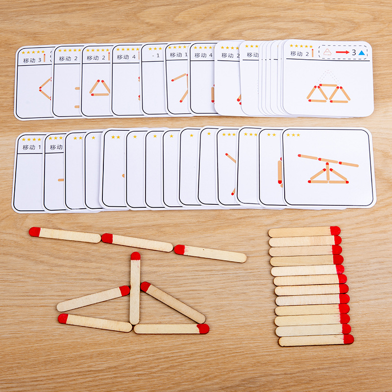 モンテッソーリマッチパズルゲーム木のおもちゃ DIY 数学幾 - Party Games At Home のレビューと価格