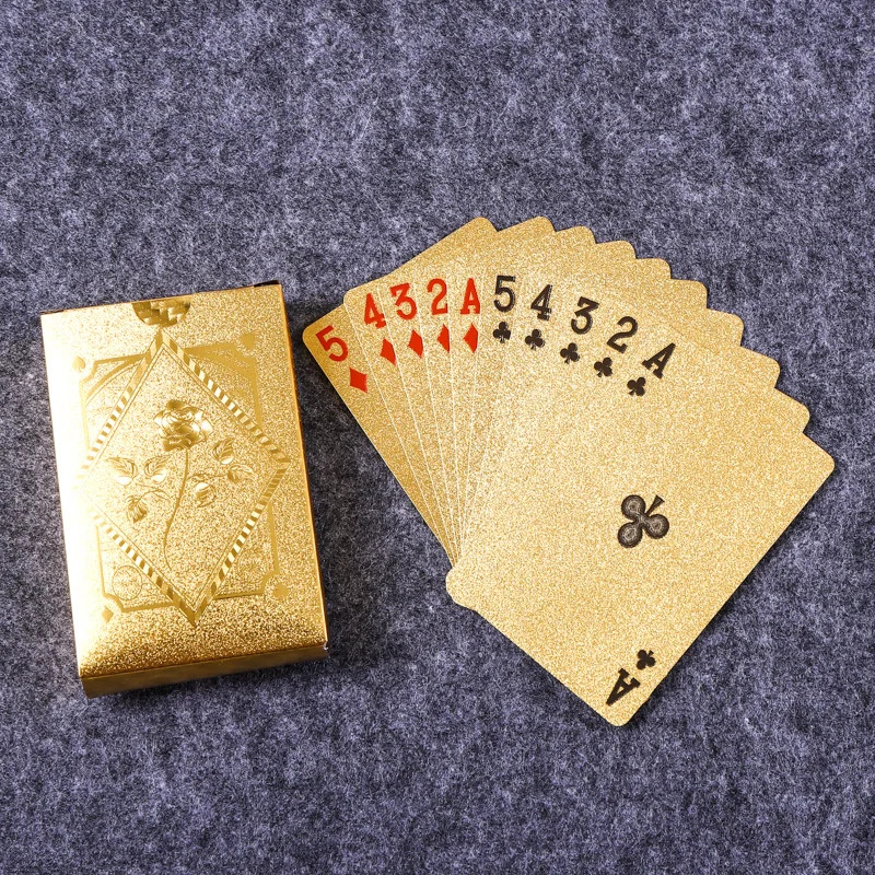 金箔エンボス加工のバラ柄ポーカーカード 防水・洗濯可能・耐久 - Party Games Using Cards のレビューと価格