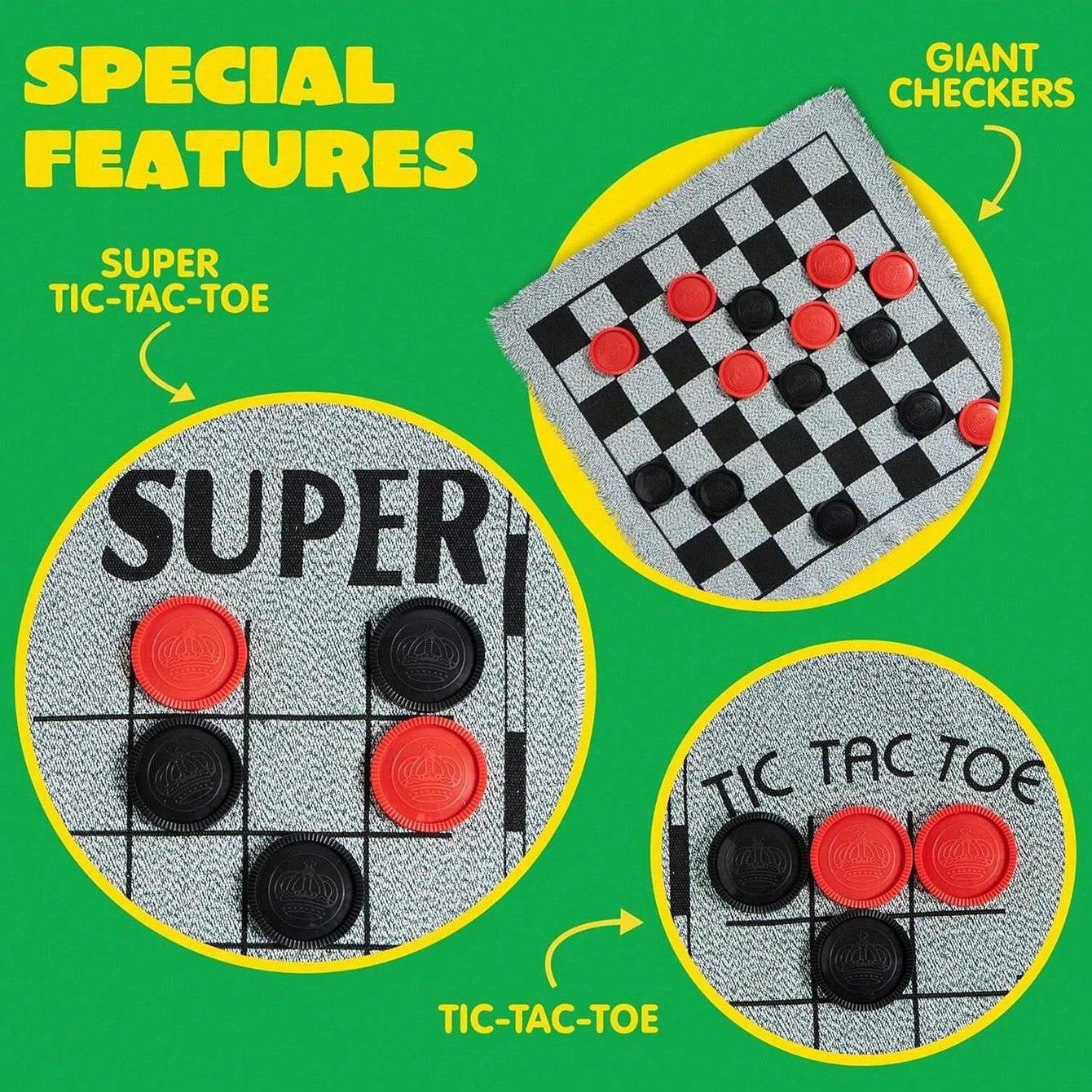 3-in-1 ヴィンテージゲームセット - ジャイアントチェ - Tic Tac Toe Giant のレビューと価格