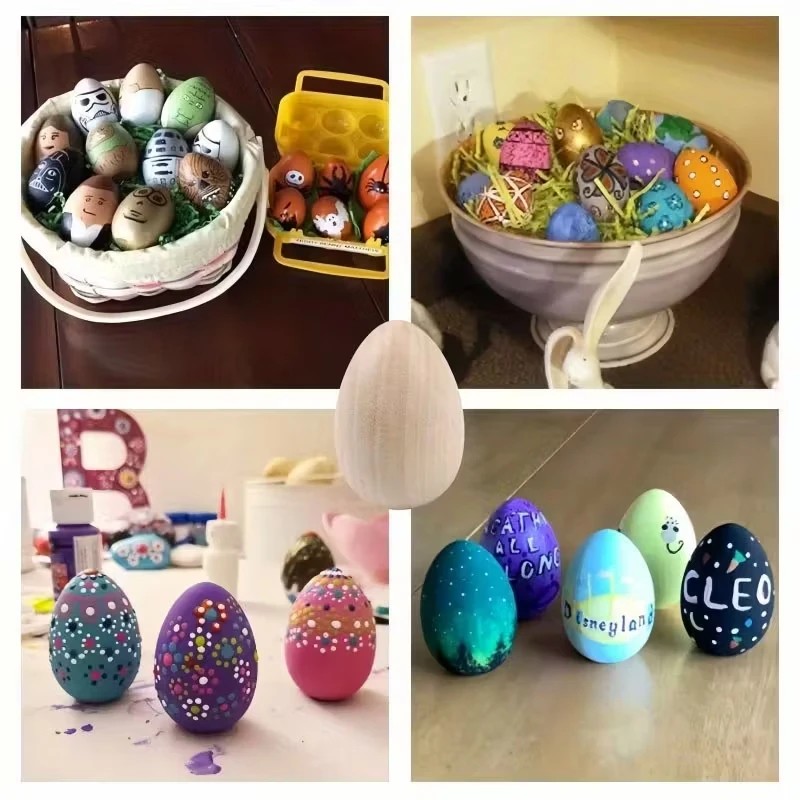 高品質木製イースターエッグ、塗装用木製卵、イースターデコレー - Party Games Easter Egg のレビューと価格